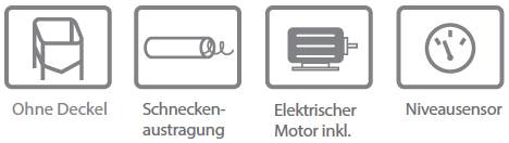 Minisilo-Set: ohne Deckel, Schneckenaustragung, Elektrischer Motor inklusive, Niveausensor